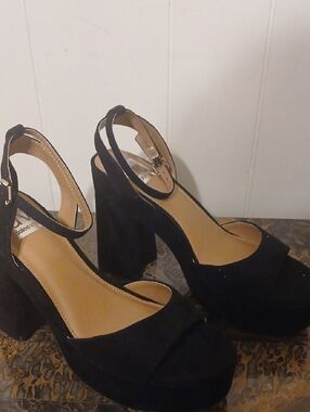 Dolce Vita Black Platform Ankle-Strap Wedge Heels